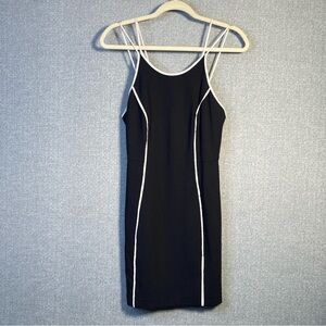 Trina Turk Size 4 Women’s Black White Mini Cocktail Party Dress Spaghetti Strap